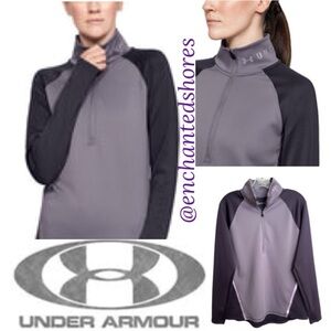 Under Armour Coldgear Quarter Zip Top Colorblock Lavender Plum Womens Size Large